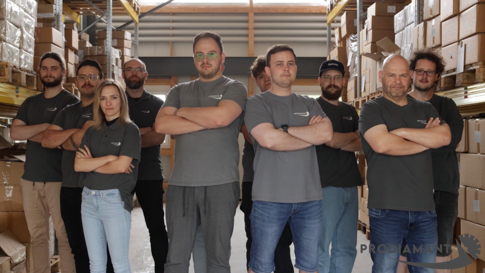 The PRODIAMANT team at the warehouse in Neckarwestheim, Germany
